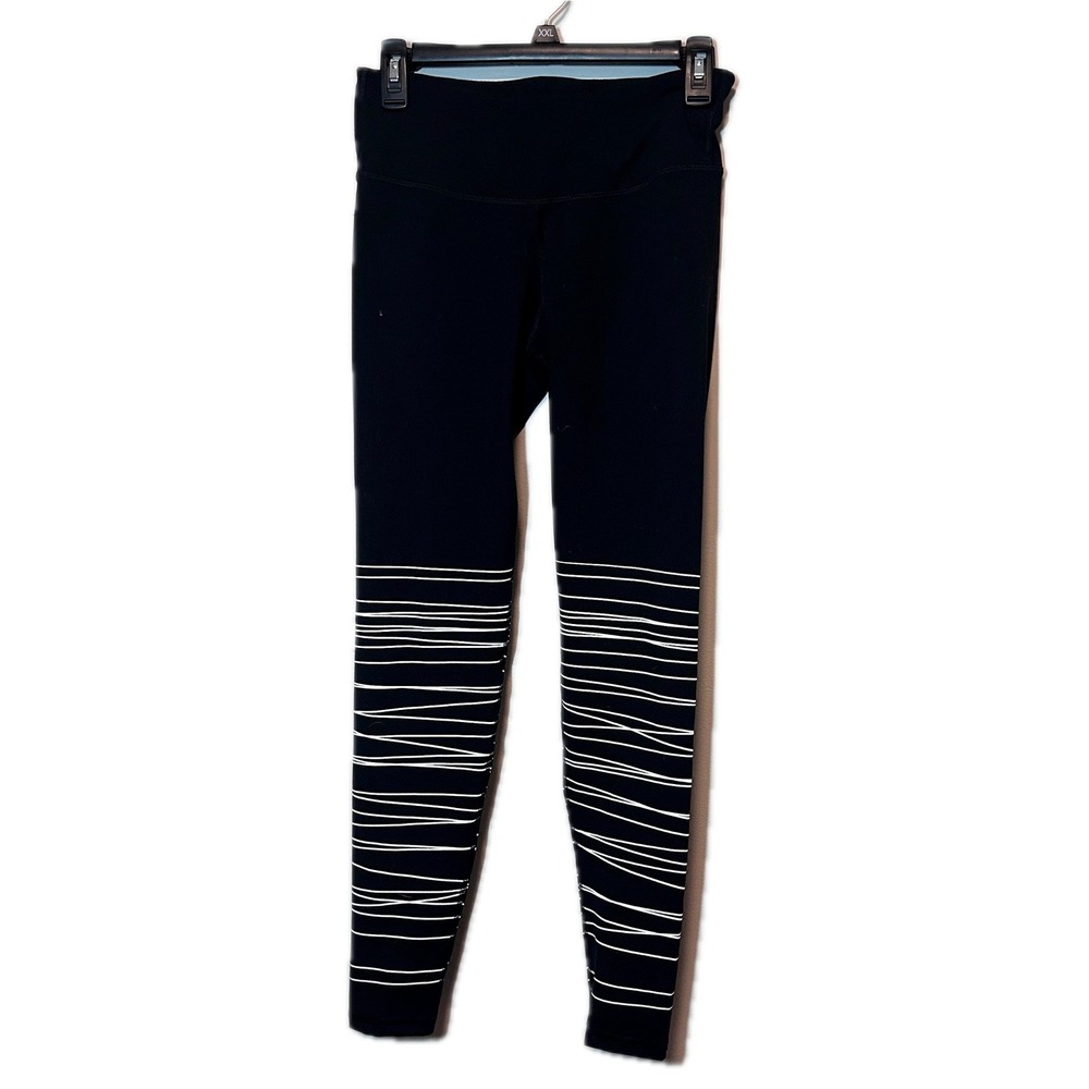 Old Navy‎ Active Go-Dry Leggings Womens Medium Black White Abstract Line Print